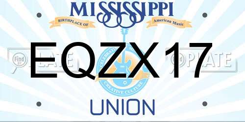 EQZX17 Mississippi License Plate