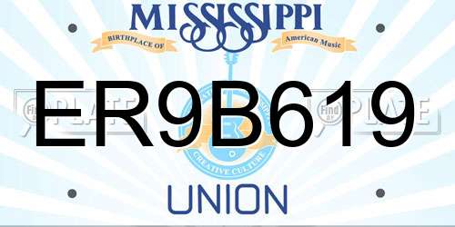 ER9B619 Mississippi License Plate