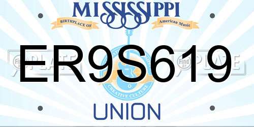 ER9S619 Mississippi License Plate