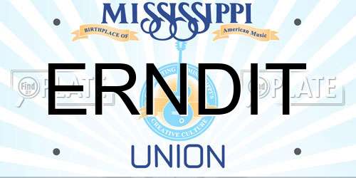 ERNDIT Mississippi License Plate