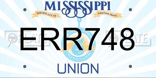 ERR748 Mississippi License Plate