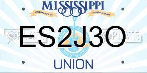 ES2J3O Mississippi License Plate