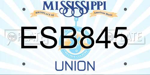 ESB845 Mississippi License Plate