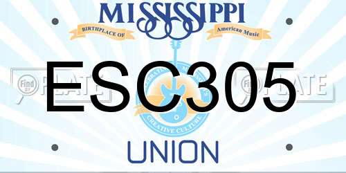 ESC305 Mississippi License Plate
