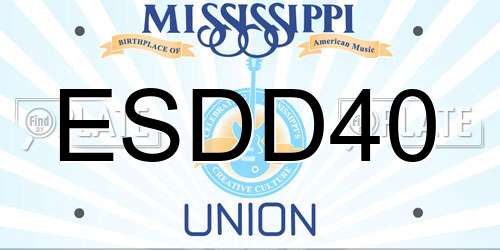 ESDD40 Mississippi License Plate