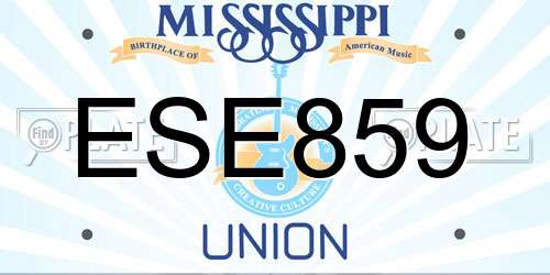 ESE859 Mississippi License Plate