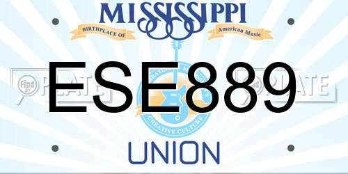 ESE889 Mississippi License Plate