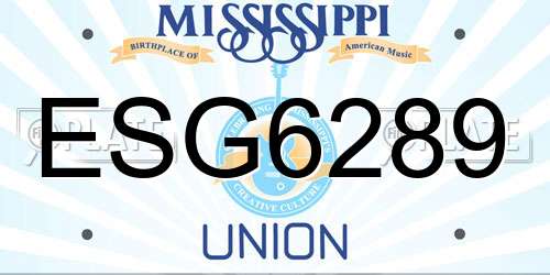 ESG6289 Mississippi License Plate