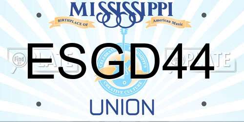 ESGD44 Mississippi License Plate