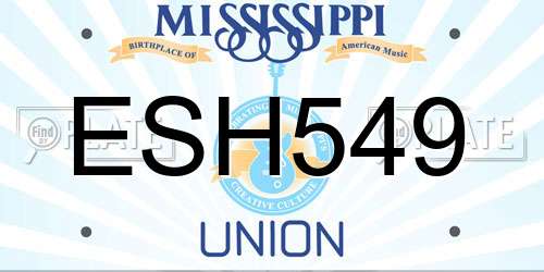ESH549 Mississippi License Plate