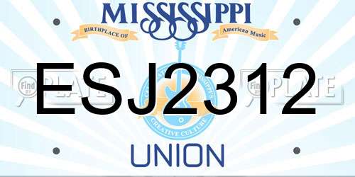 ESJ2312 Mississippi License Plate
