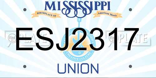 ESJ2317 Mississippi License Plate