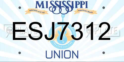 ESJ7312 Mississippi License Plate