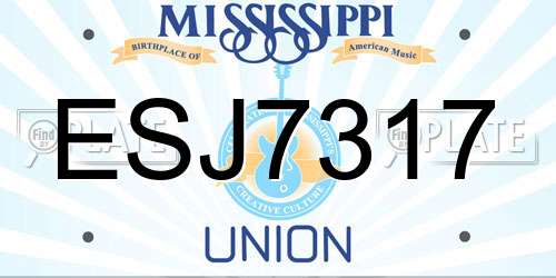 ESJ7317 Mississippi License Plate