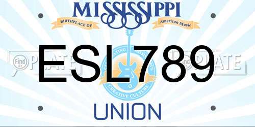 ESL789 Mississippi License Plate
