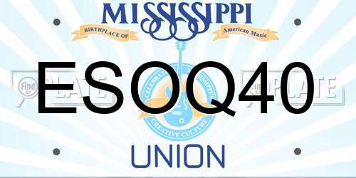 ESOQ40 Mississippi License Plate