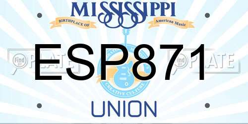 ESP871 Mississippi License Plate