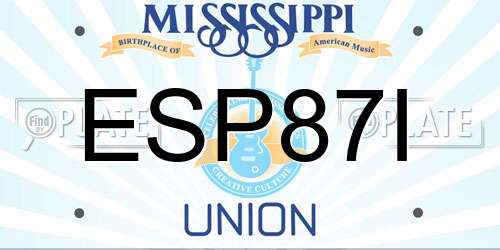 ESP87I Mississippi License Plate