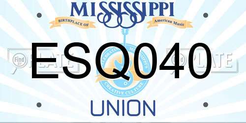 ESQ040 Mississippi License Plate
