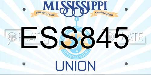 ESS845 Mississippi License Plate