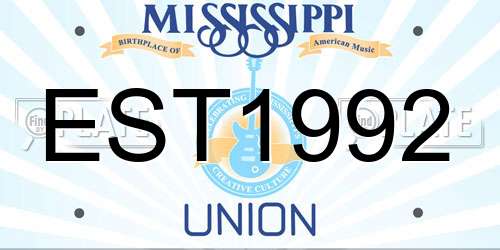 EST1992 Mississippi License Plate