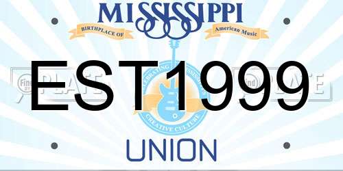 EST1999 Mississippi License Plate