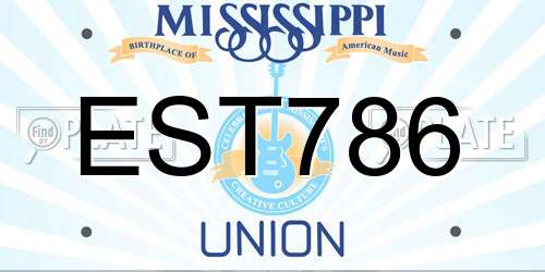 EST786 Mississippi License Plate