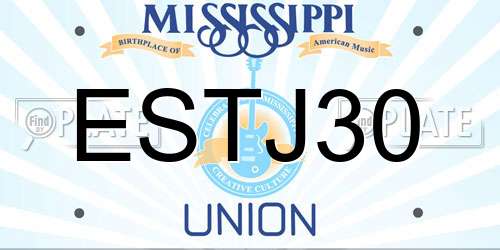 ESTJ30 Mississippi License Plate