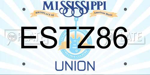 ESTZ86 Mississippi License Plate