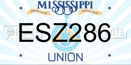 ESZ286 Mississippi License Plate