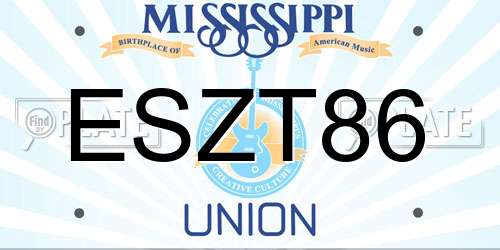 ESZT86 Mississippi License Plate