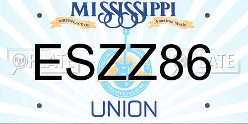 ESZZ86 Mississippi License Plate