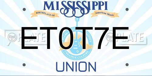 ET0T7E Mississippi License Plate