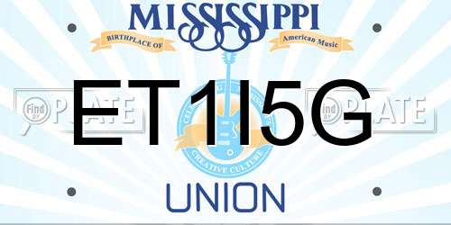 ET1I5G Mississippi License Plate