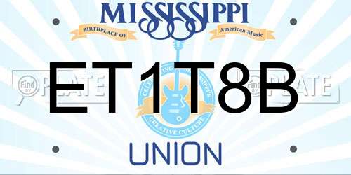 ET1T8B Mississippi License Plate