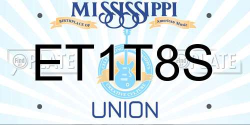 ET1T8S Mississippi License Plate