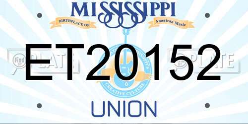 ET20152 Mississippi License Plate