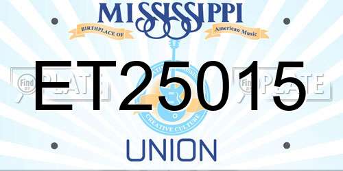 ET25015 Mississippi License Plate