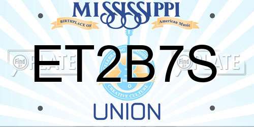 ET2B7S Mississippi License Plate