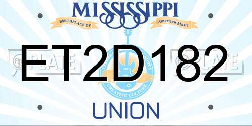 ET2D182 Mississippi License Plate