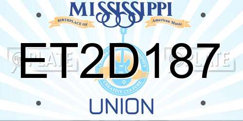 ET2D187 Mississippi License Plate
