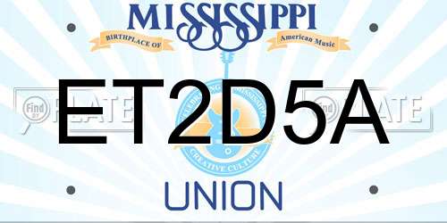 ET2D5A Mississippi License Plate