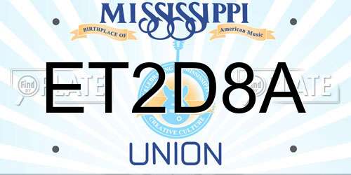 ET2D8A Mississippi License Plate