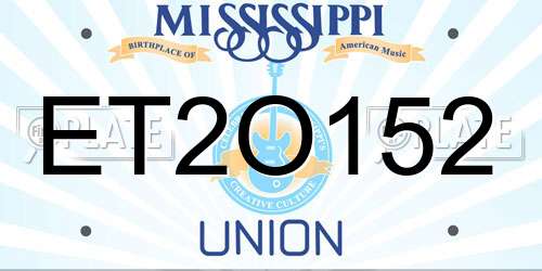 ET2O152 Mississippi License Plate