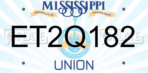 ET2Q182 Mississippi License Plate