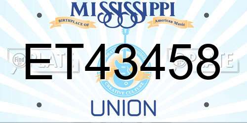 ET43458 Mississippi License Plate