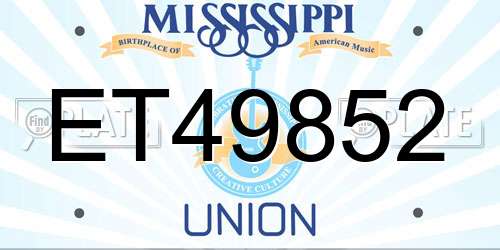ET49852 Mississippi License Plate