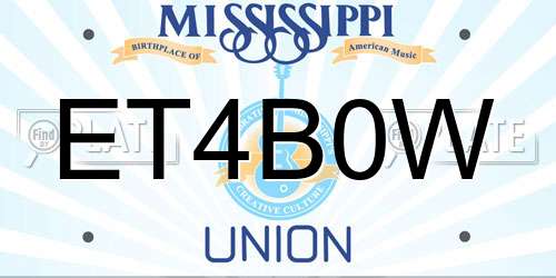 ET4B0W Mississippi License Plate