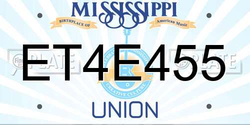 ET4E455 Mississippi License Plate