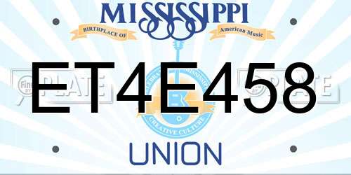 ET4E458 Mississippi License Plate